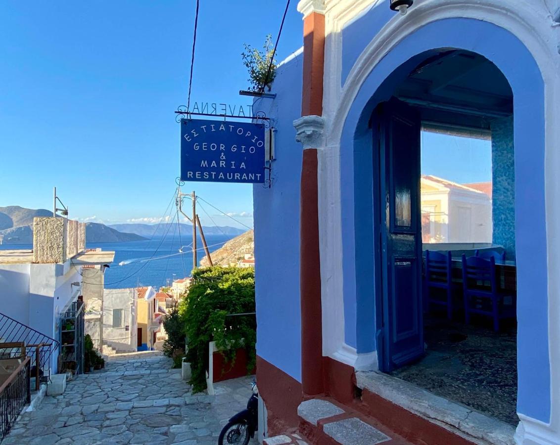 Little Blue In Chorio, Symi Villa Bagian luar foto